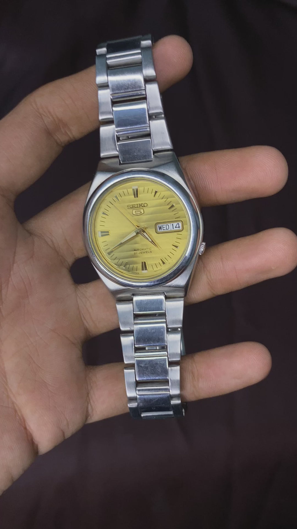Seiko 5 Sunburst Golden Dial Watch