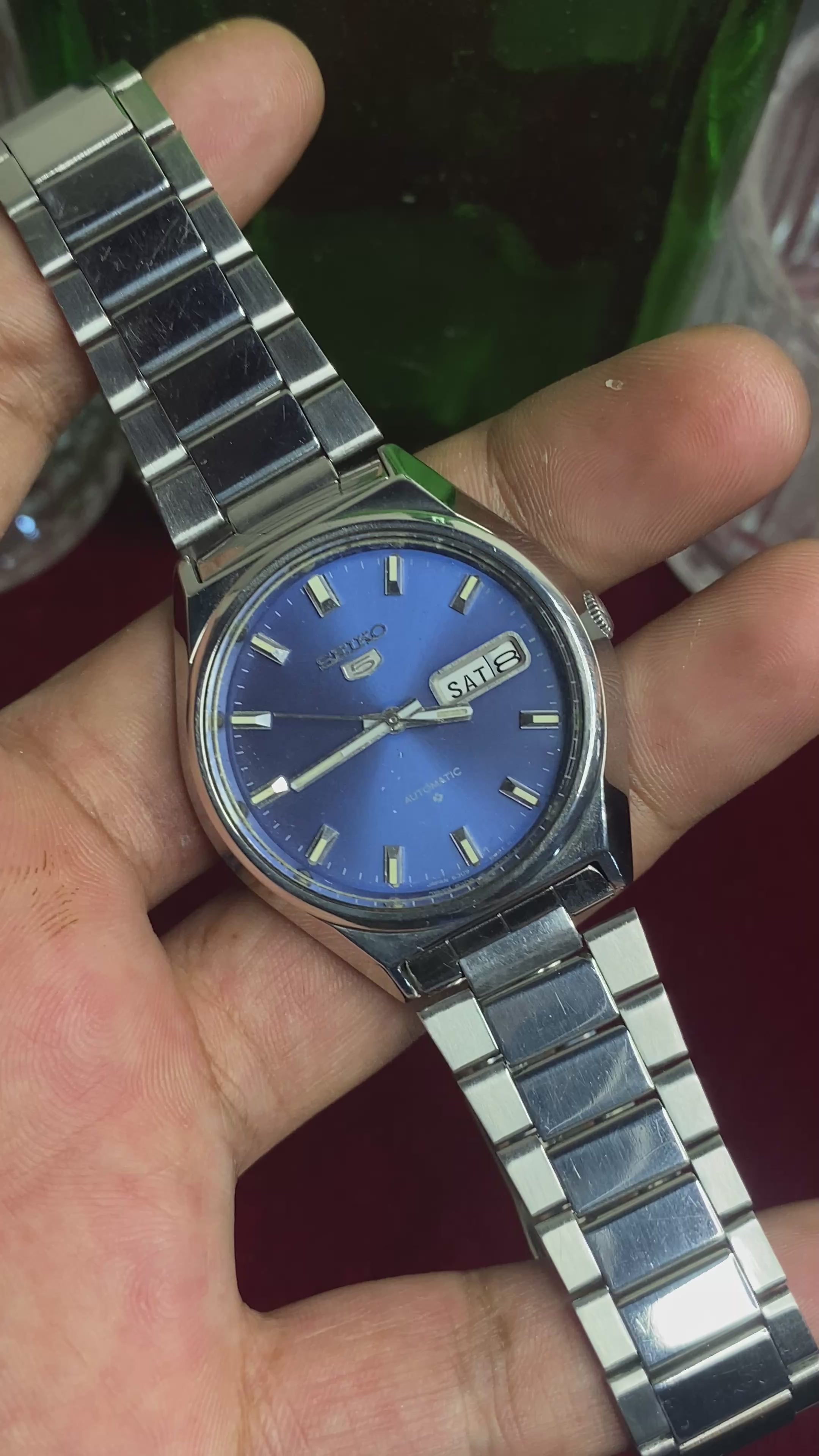 Seiko 5 Automatic — Electric Blue Sunburst Dial Watch | Ref 6309-8060.