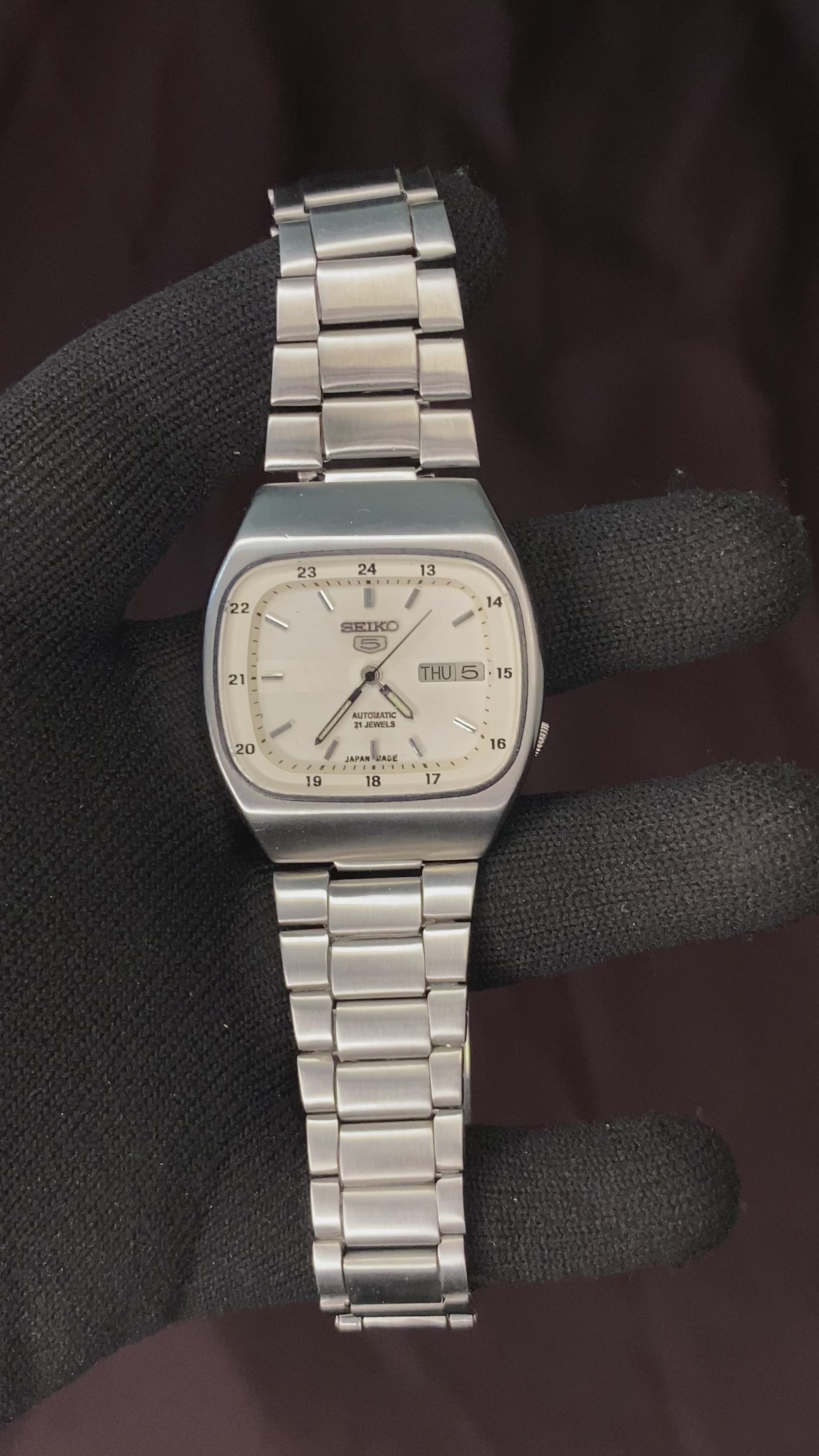 Seiko 5 Tv White Sunburst Dial 1992 Vintage Automatic Watch