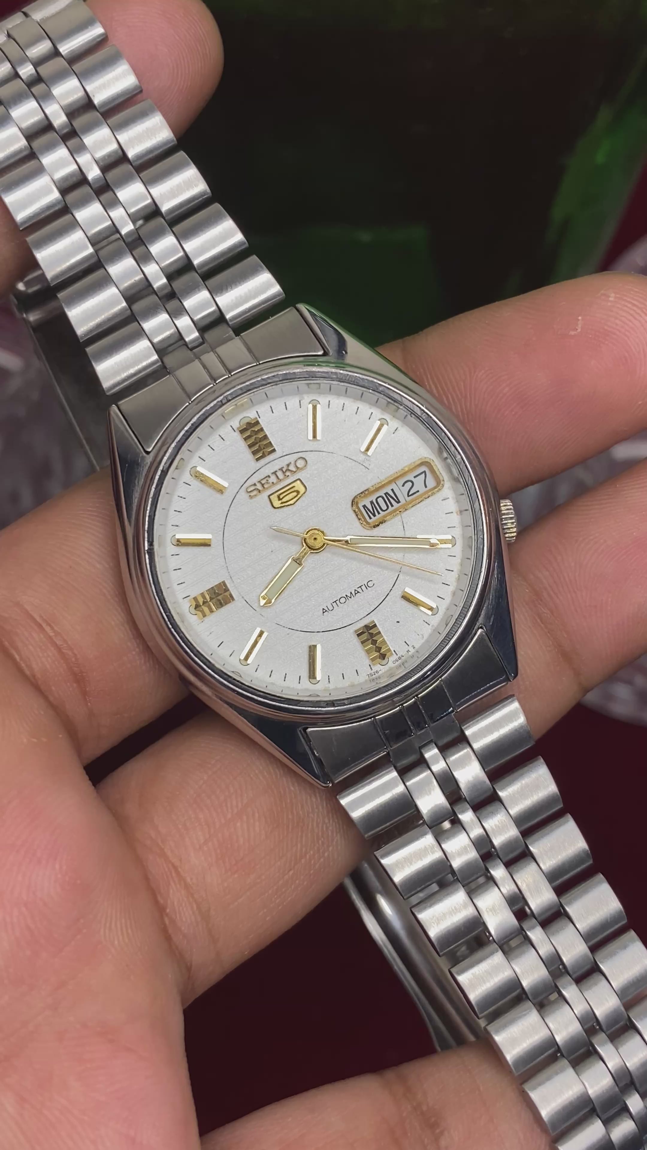 Seiko 5 “Linen White” — 7S26 Textured Dial Automatic watch.