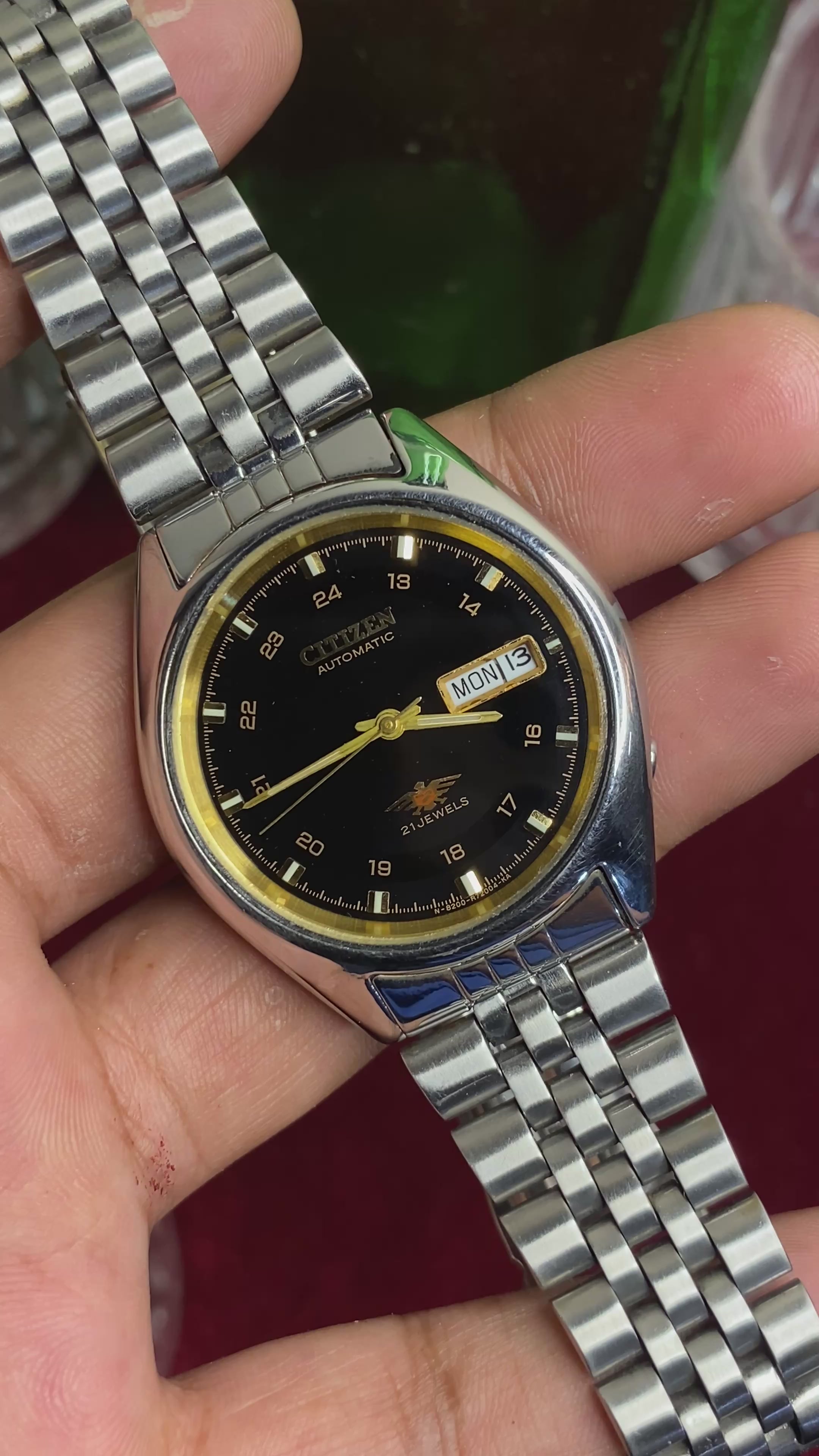 Citizen Eagle 7 Automatic — Railway time Black Dial Watch | Ref 4-055209.