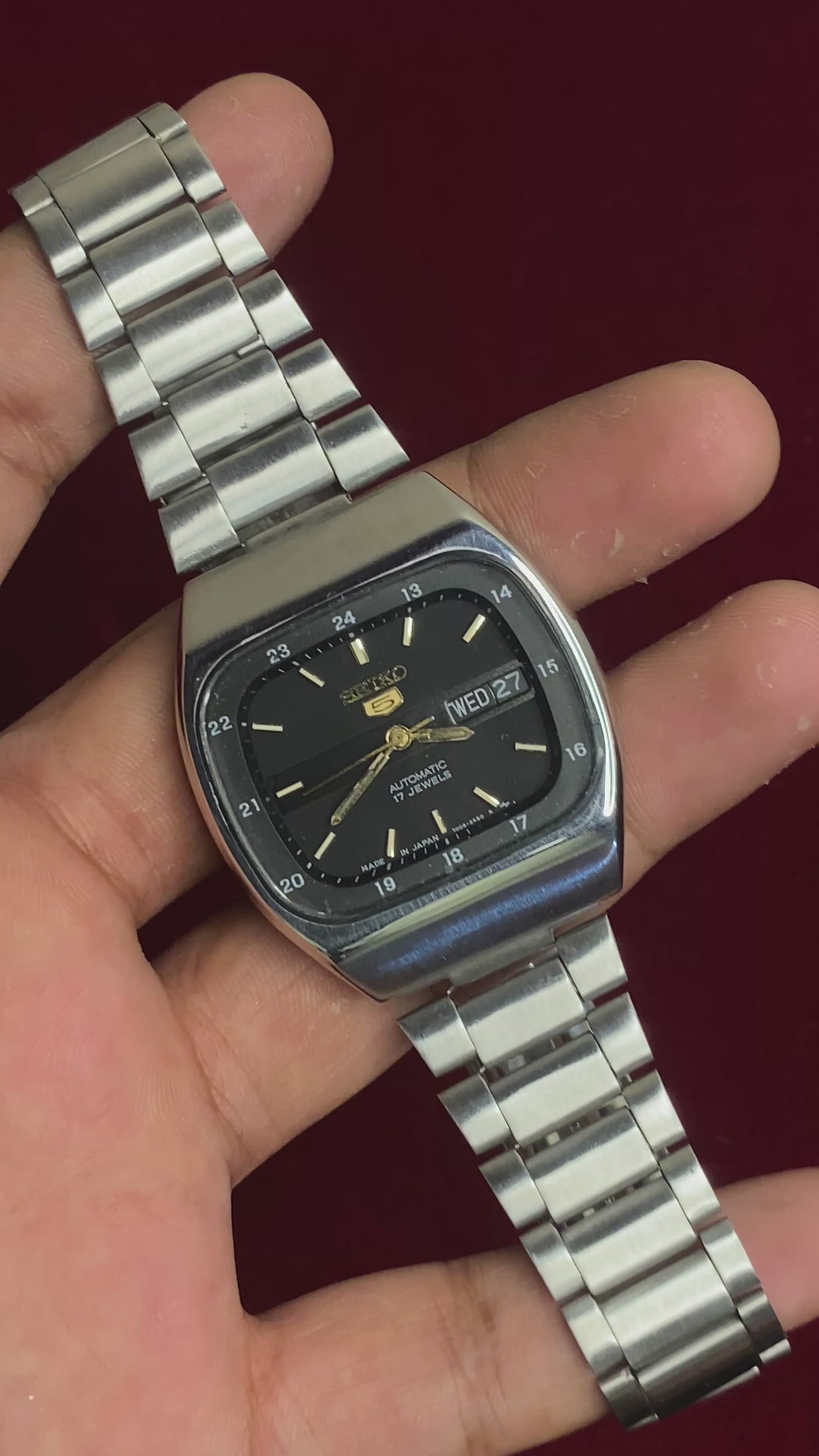 Seiko 5 Automatic — TV-Case Railway Black Dial | Ref 7009-3140