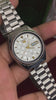 Seiko 5 — Silver-White Check Dial with Gold Accents | 38mm Japanese Automatic Watch.