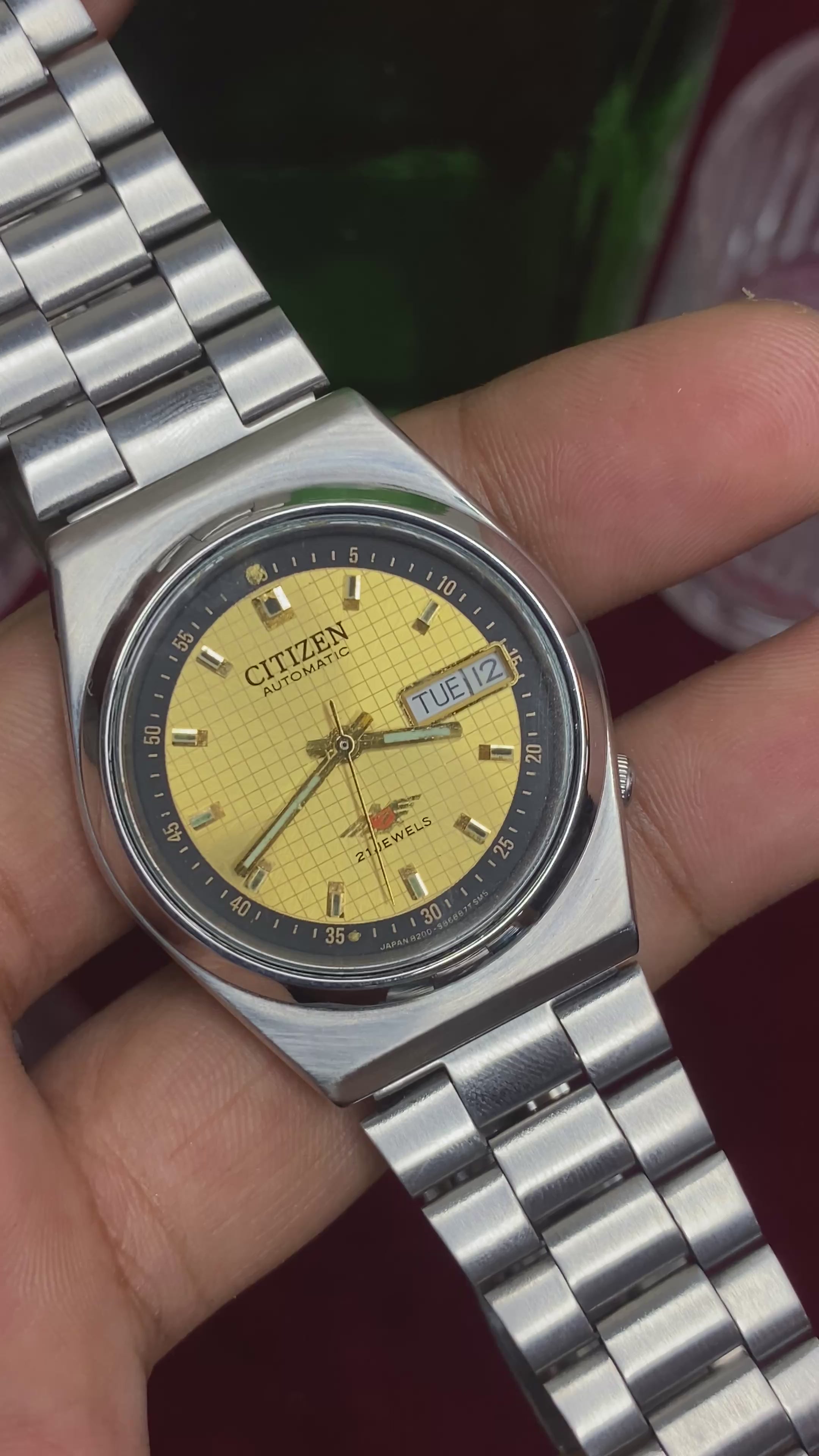Citizen Eagle 7 Automatic — Golden Grid textured Dial Watch | Ref 4-824083K.