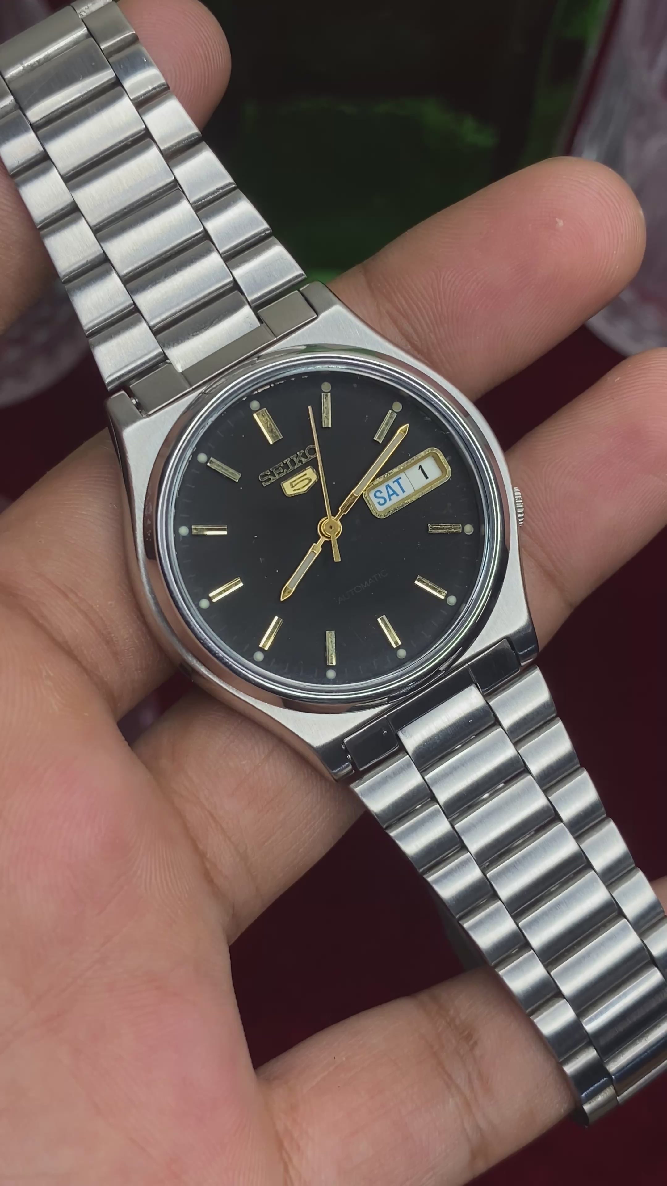 Seiko 5 “Midnight Black ” — Charcoal Dial Automatic | 7S26 Movement Watch.