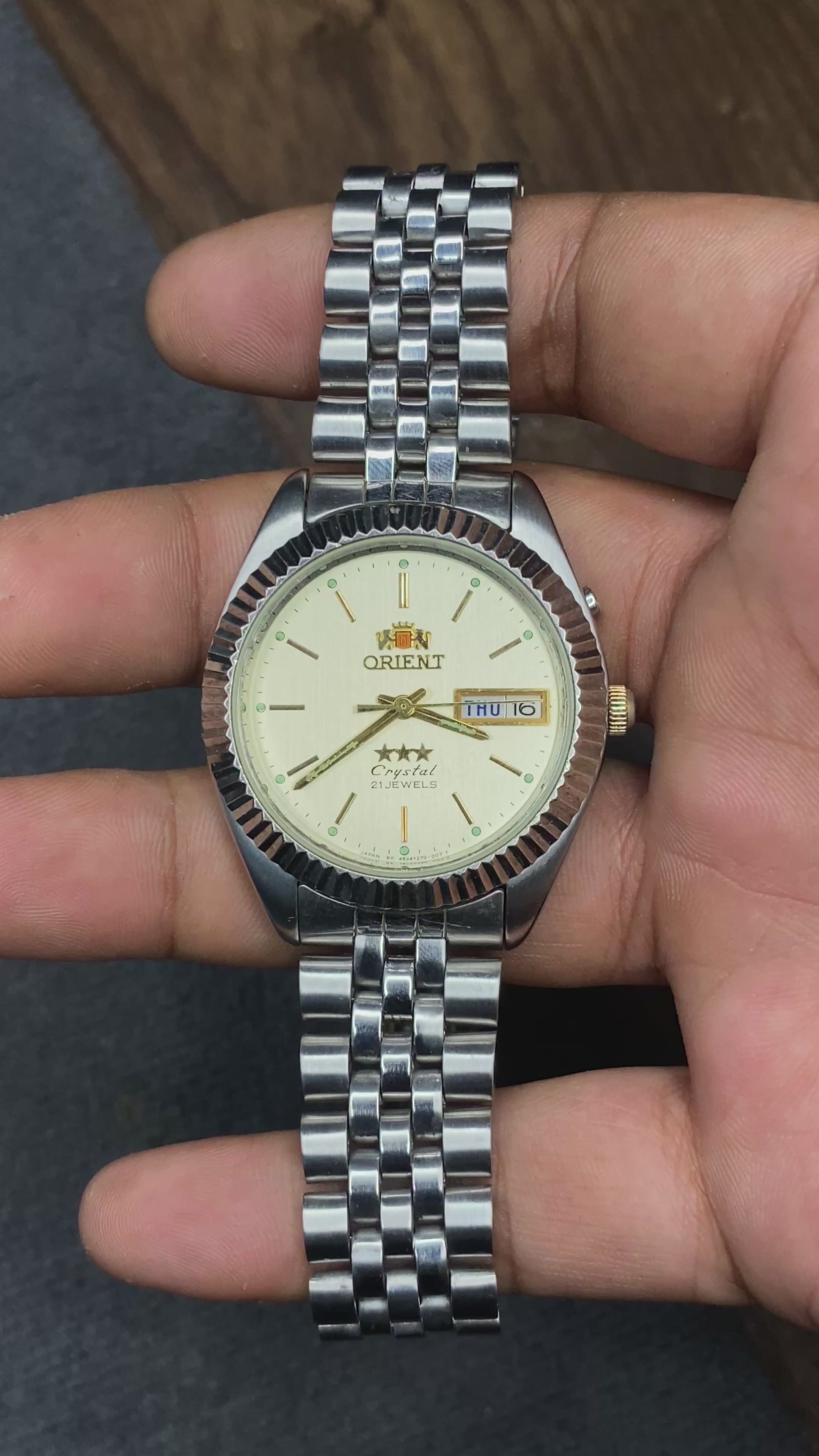 Super Rare Orient President Tri-Star Crystal Automatic Watch | Champagne Dial | Ref. 469WA8-83